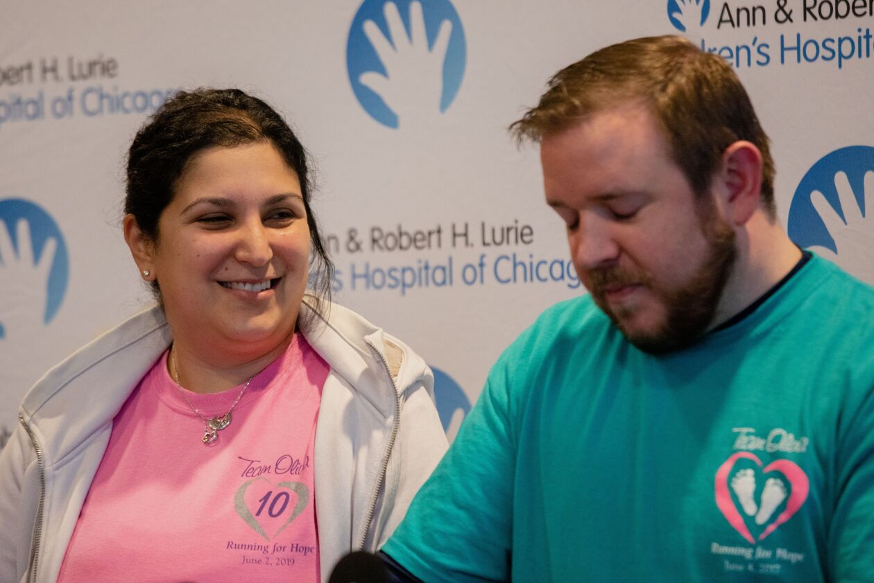 Parents Lisa and Brian Donnelly, whose daughter Olivia had her second heart transplant this week at Lurie Children’s Hospital.